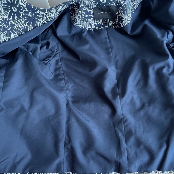 Banana Republic Navy/White Floral Jacket Blazer Size 10 - Picture 11 of 14